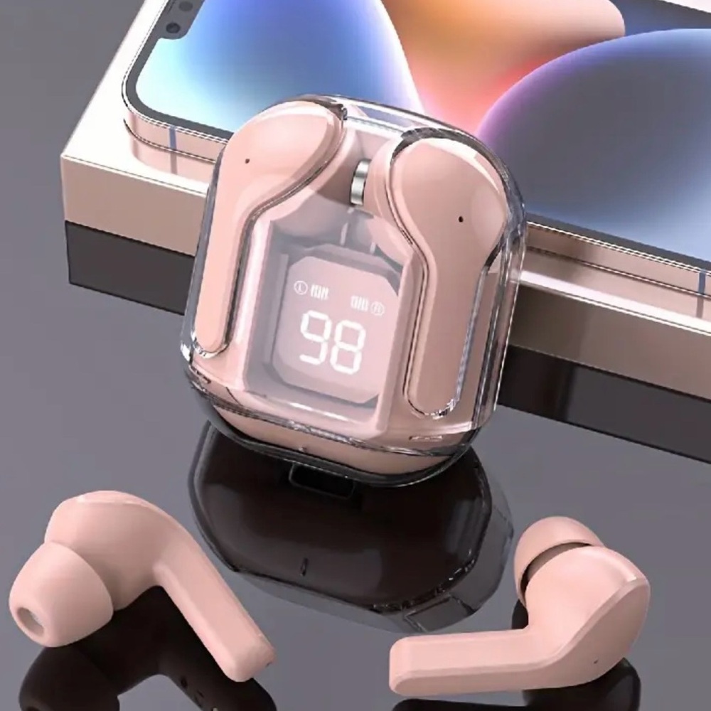 Wireless Pink Earbuds with Charging Case